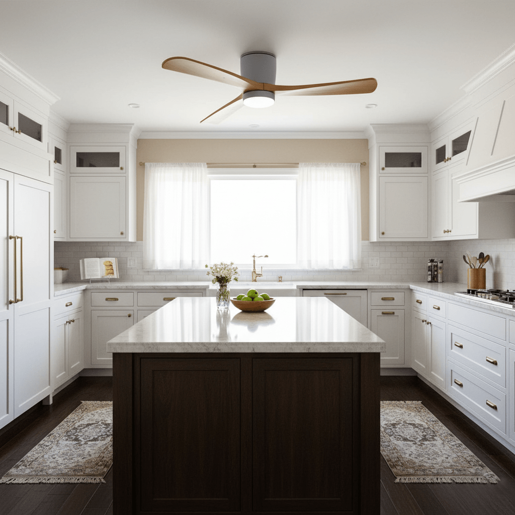 Arvienne | Ventilatore da soffitto in legno nordico con luce LED per camere moderne