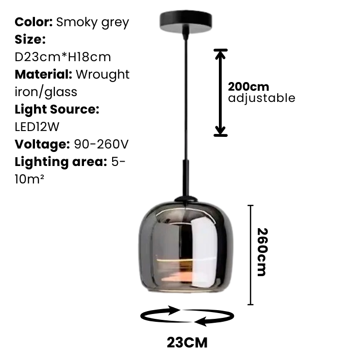 Lampada a sospensione in vetro nero nordico - Lampada moderna per isola cucina e sala da pranzo