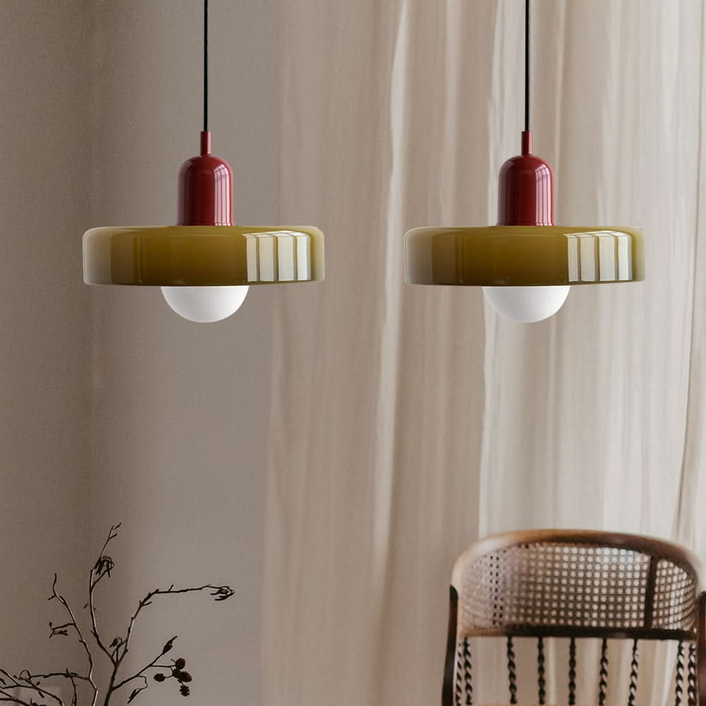 Lampada a Sospensione in Vetro Bauhaus a 2 Teste Regolabile