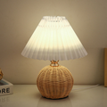 Lampada da Tavolo Moderna con Paralume Pieghettato Bianco