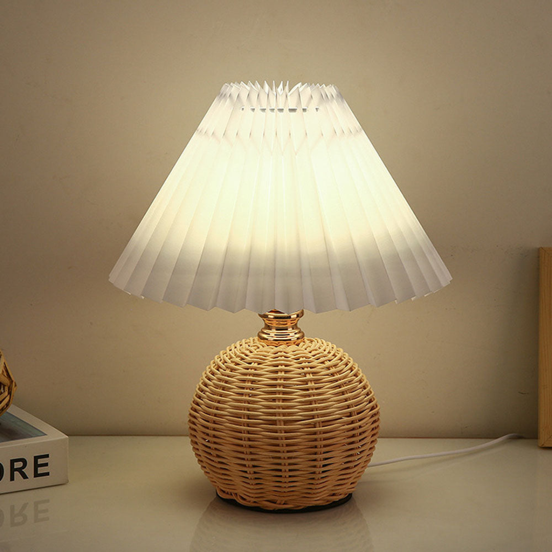 Lampada da Tavolo Moderna con Paralume Pieghettato Bianco