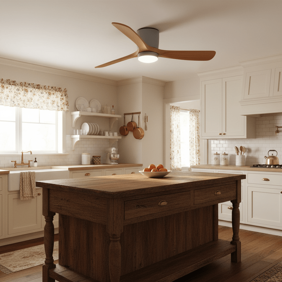 Arvienne | Ventilatore da soffitto in legno nordico con luce LED per camere moderne