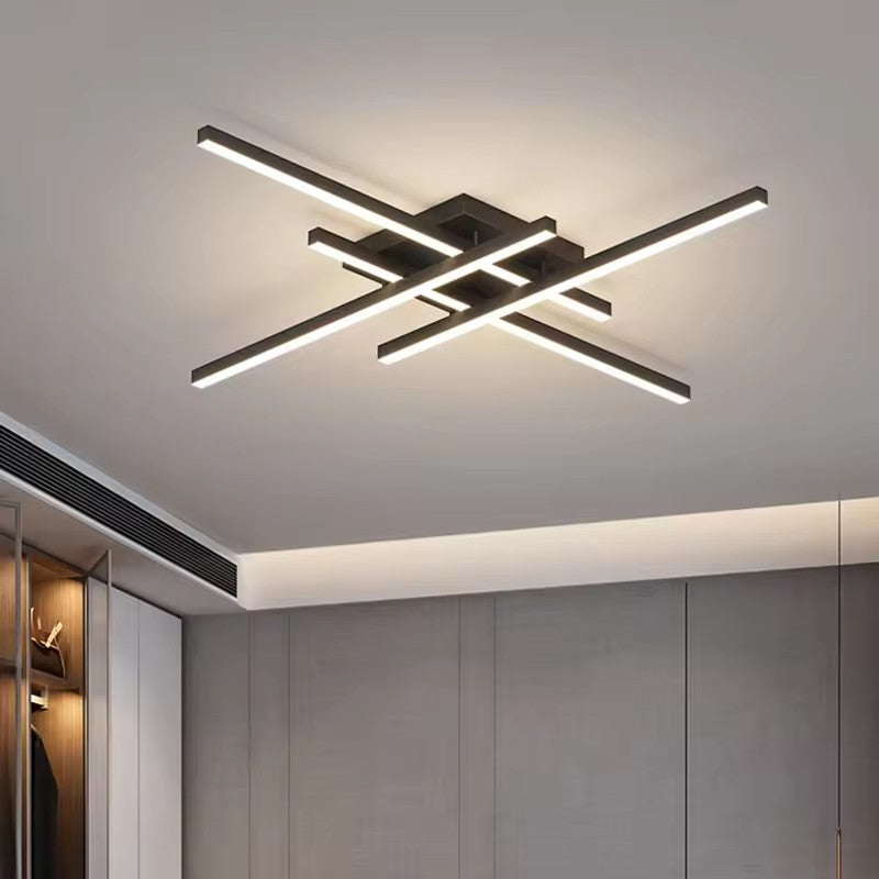 Moderna Lampada da Soffitto LED Lineare a 4 Teste (Dimmerabile, Bianca o Nera)