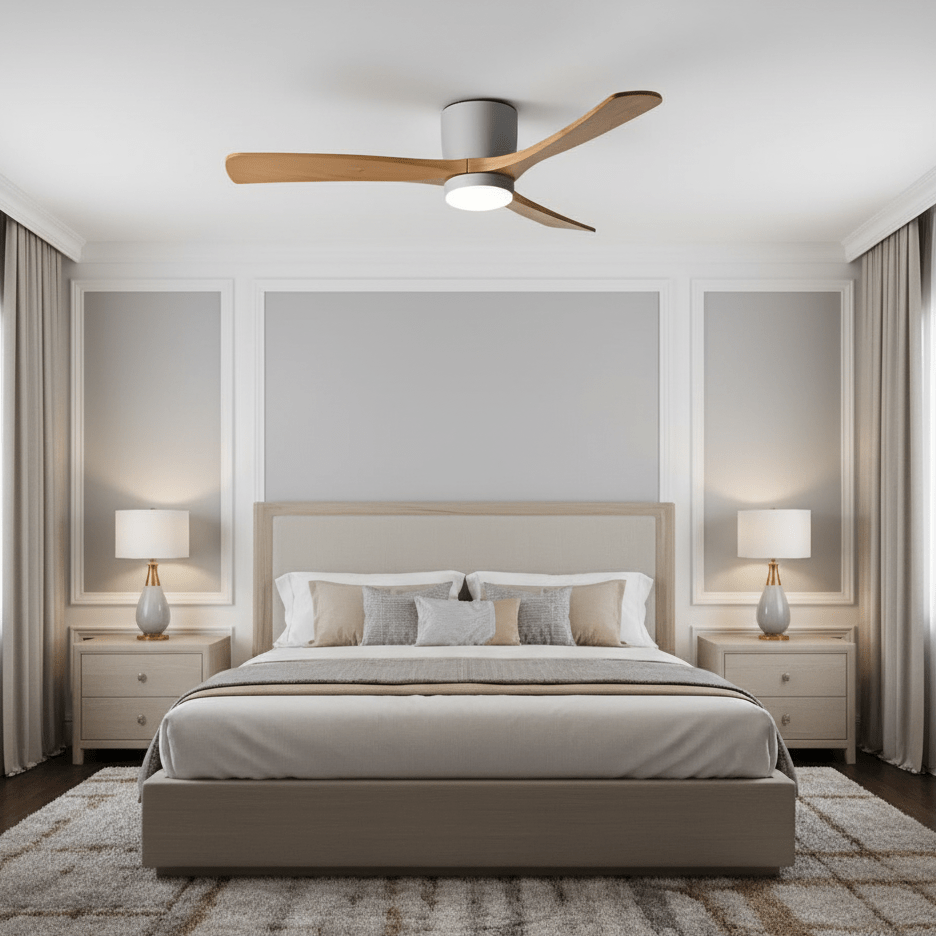 Arvienne | Ventilatore da soffitto in legno nordico con luce LED per camere moderne