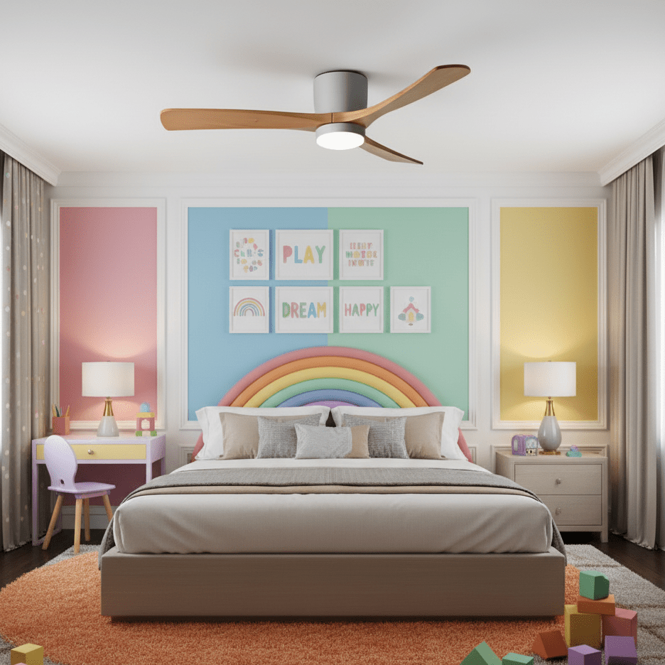 Arvienne | Ventilatore da soffitto in legno nordico con luce LED per camere moderne