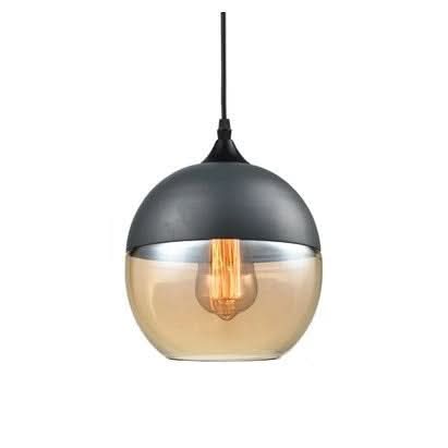 Lampada a Sospensione in Vetro Soffiato e Legno Regolabile