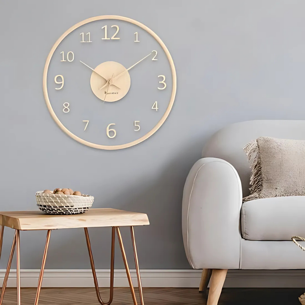 Metron - Orologio da Parete in Legno Elegante con Vetro