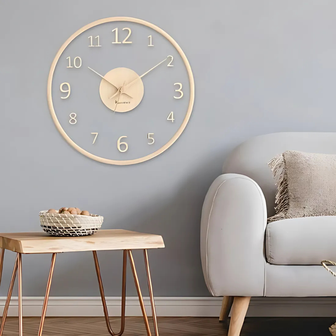 Metron - Orologio da Parete in Legno Elegante con Vetro
