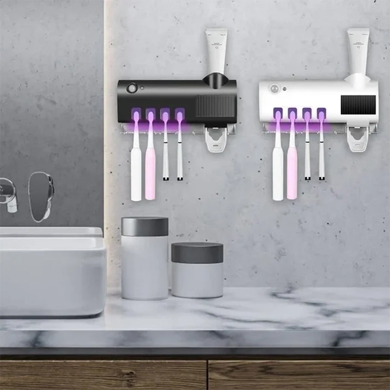 Smart Sterilizzatore UV per Spazzolini da Denti, Distributore di Dentifricio da Parete