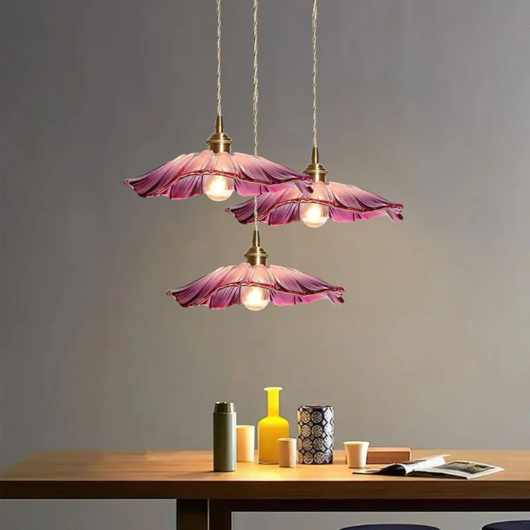 Myloq - Lampada a sospensione in vetro Retro Lotus