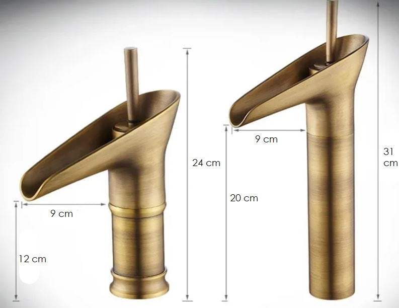 Mirelia - Rubinetto a Cascata Retro a Una Maniglia per Lavabo Moderno