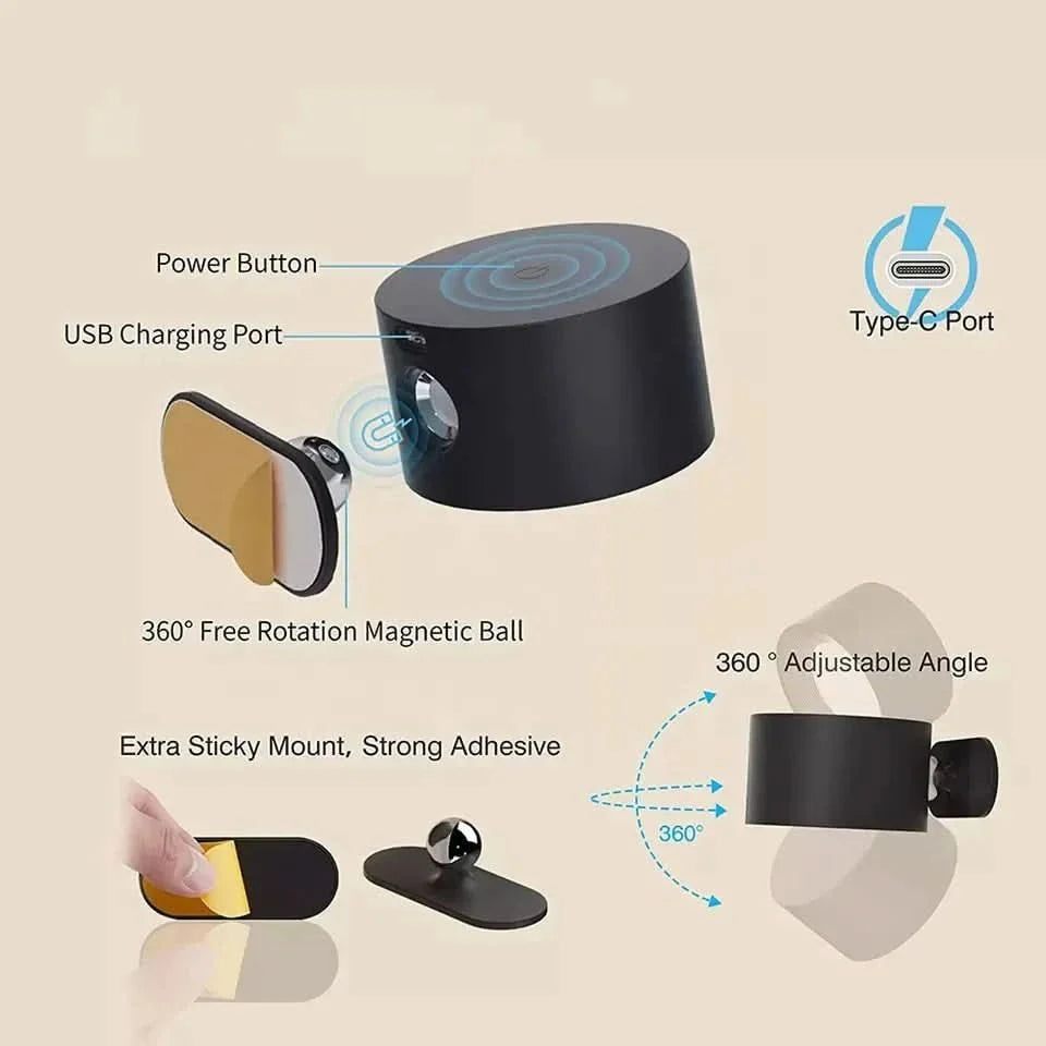 GLOW360 – Lampada da parete LED wireless e rotante