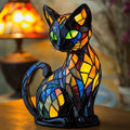 Lampada decorativa a forma di gatto con design a mosaico e luce ambiente calda – Decorazione d'interni elegante