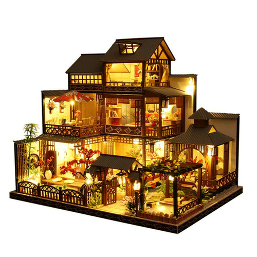 Grande Casa delle Bambole in Legno Realistica con Luci LED | Casa Giocattolo Miniatura Fai da Te