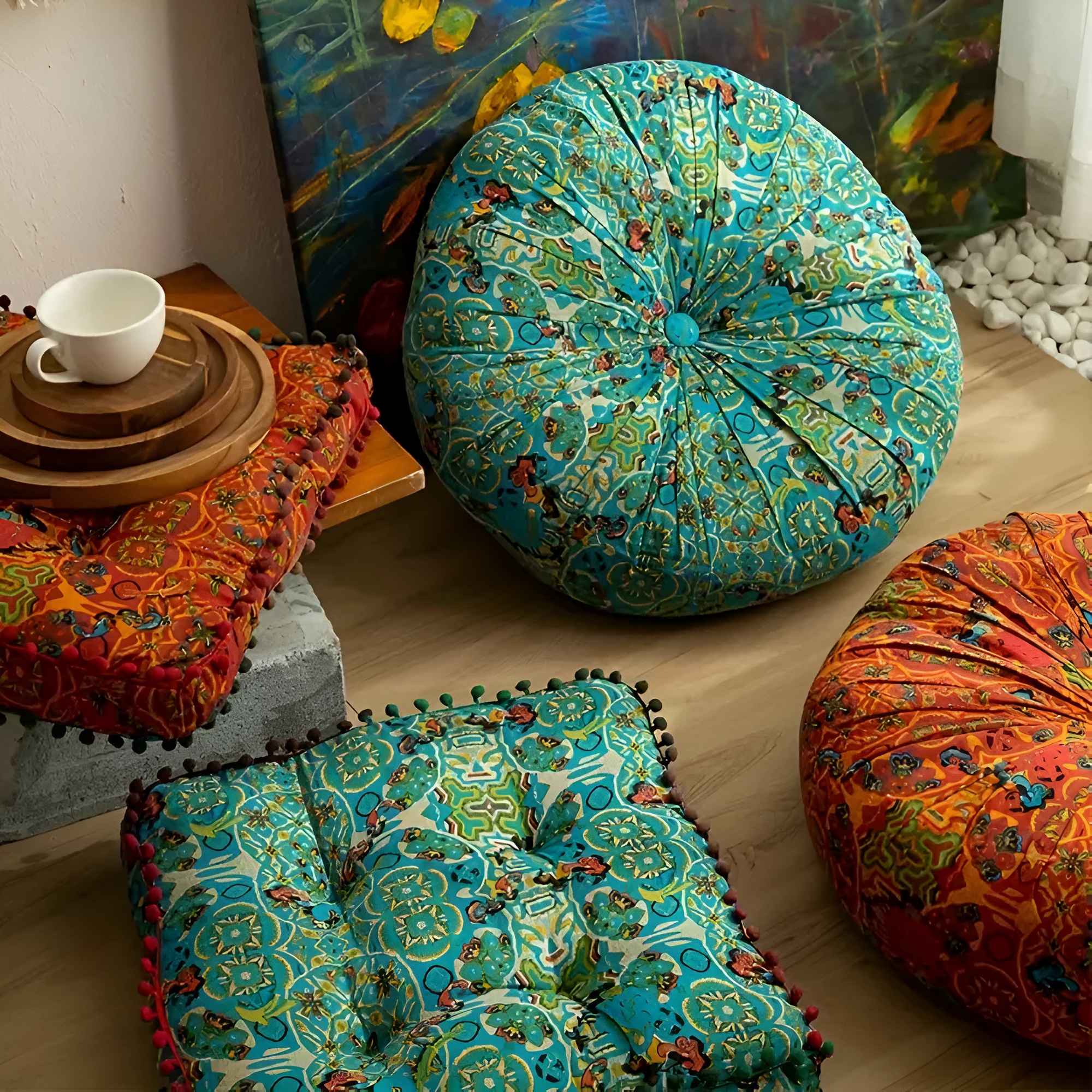Cuscino da Terra Ricamato Bohemien