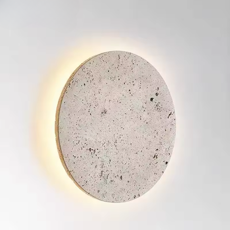 Lampada da Parete in Pietra Naturale Travertino Wabi-Sabi con LED