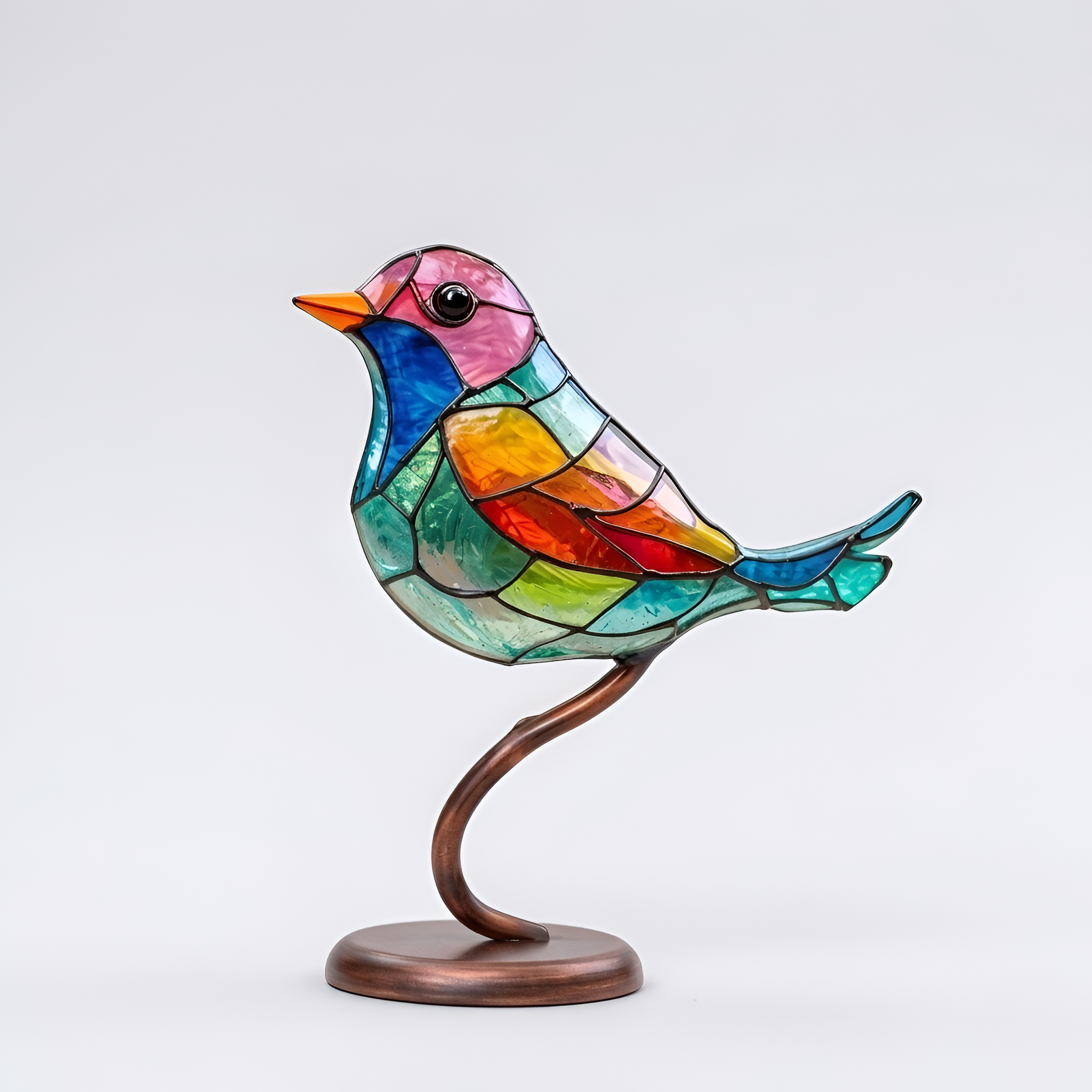 Gabriel - Decorazione colorata in acrilico con ramoscello e uccellino