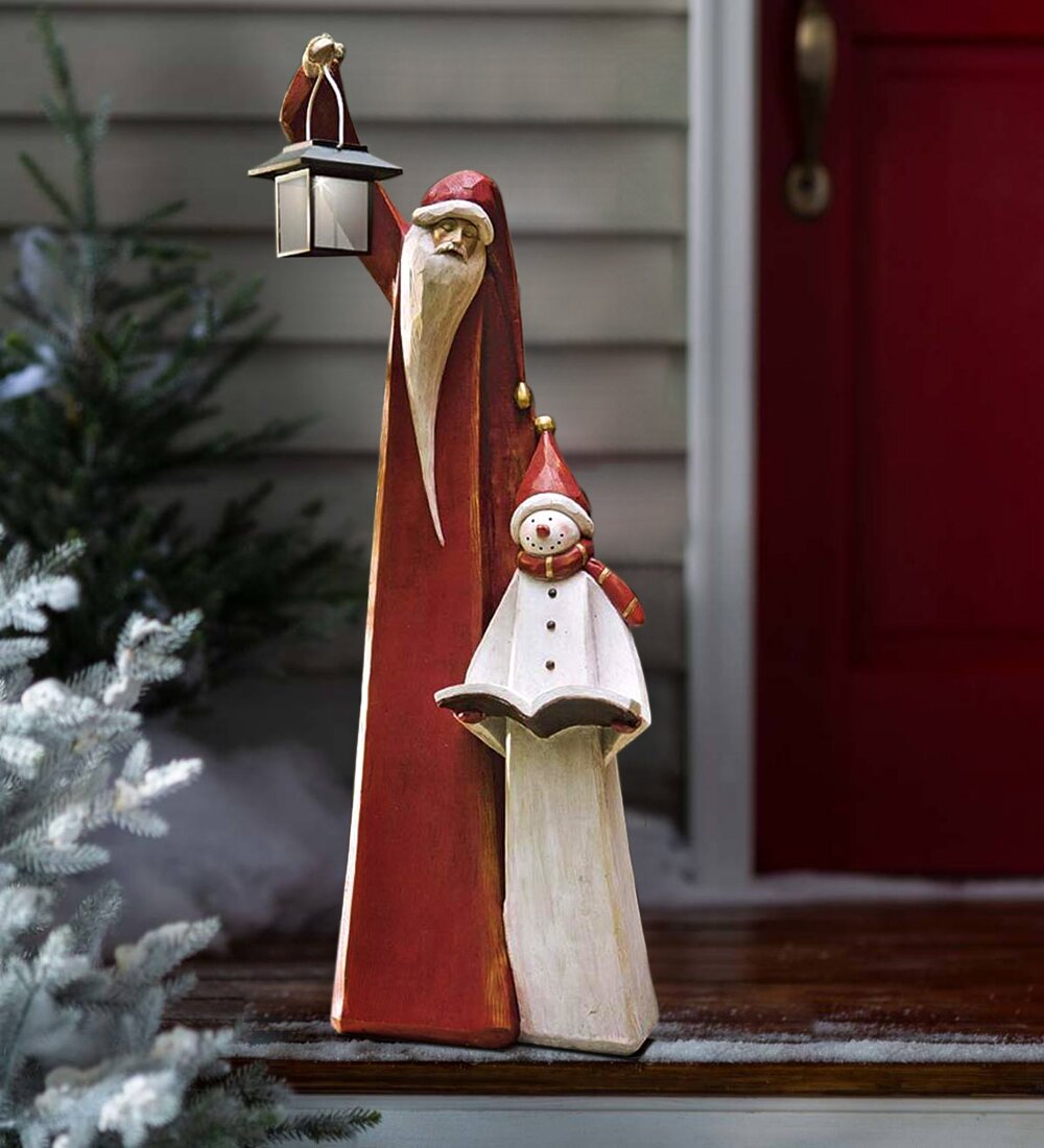 Scultura di Babbo Natale e Pupazzo di Neve