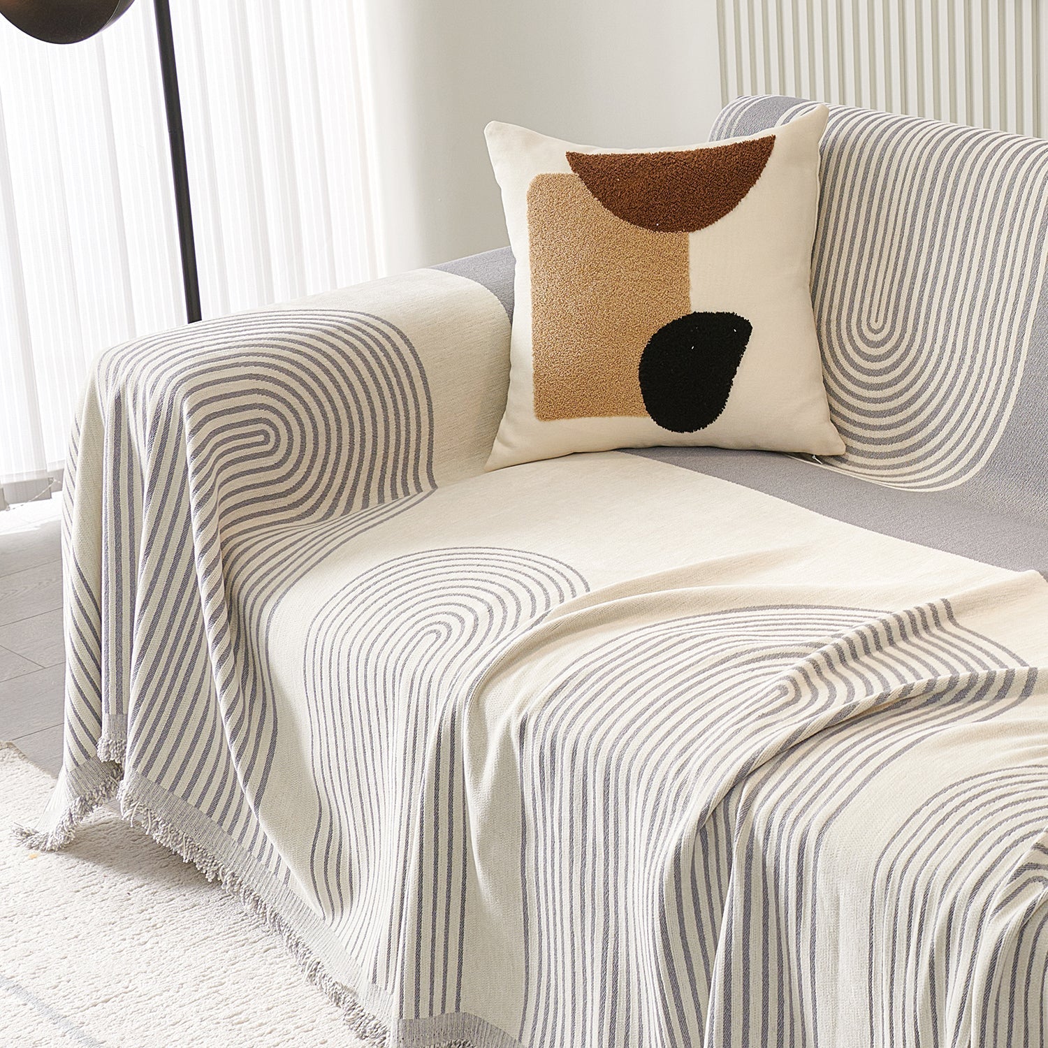 Voryx | Copertura per Divano in Chenille con Design a Motivo Arco per Case Pet-Friendly in Diverse Dimensioni