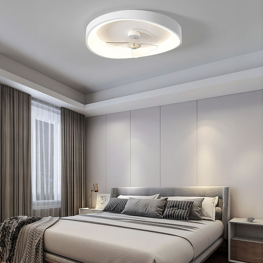 Pelor | Ventilatore da soffitto moderno minimalista con LED dimmerabile senza scatti e telecomando per camera da letto e soggiorno