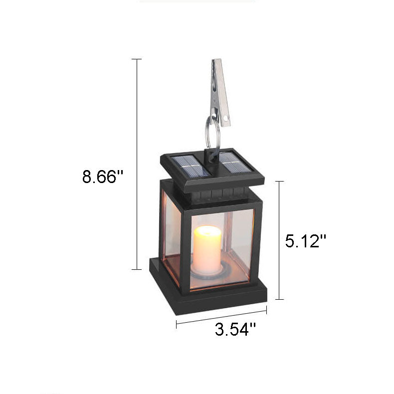 Lanterna da Appendere Solare con Candela LED e Pannelli di Vetro