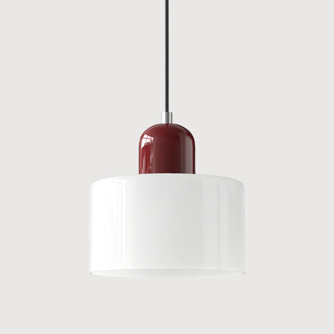 Tusa – Lampada a sospensione retro con cupola di vetro arancione e parte superiore verde