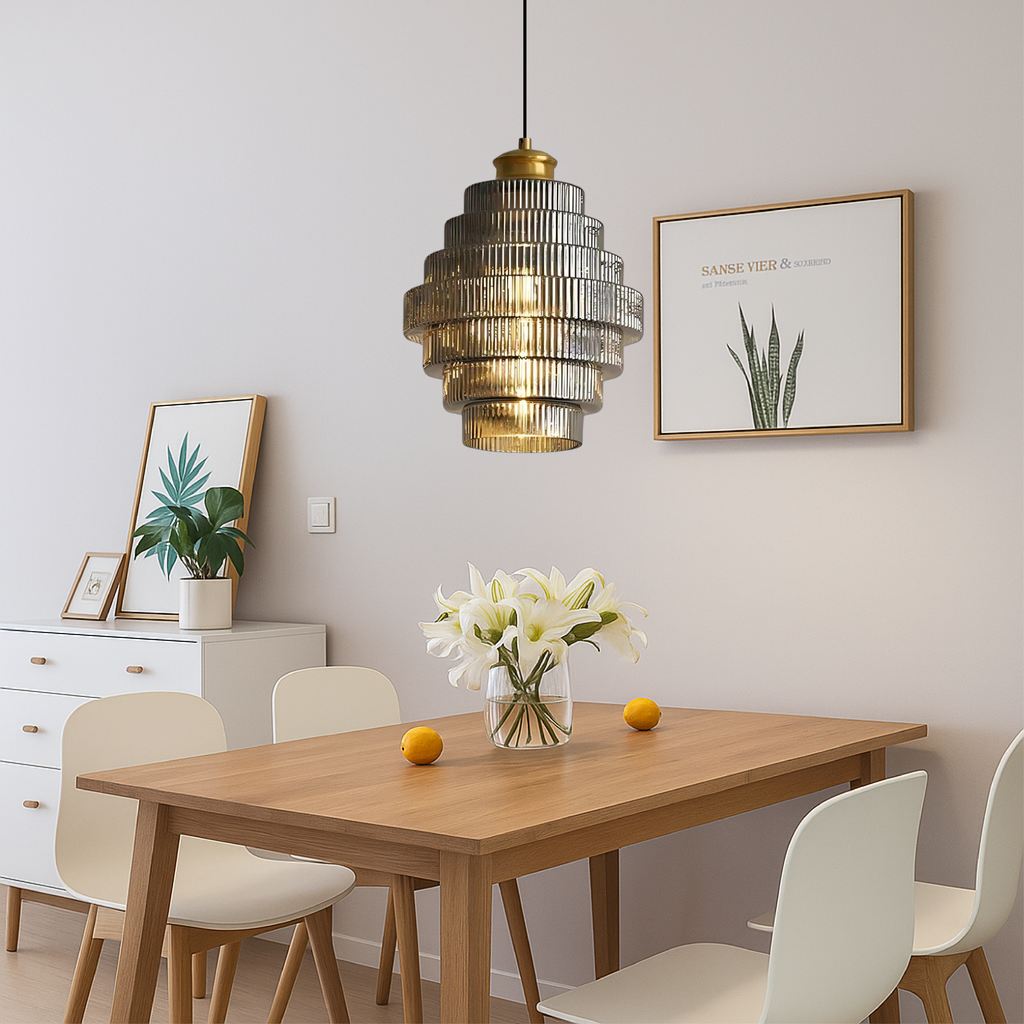 Lampada a Sospensione in Vetro Stratificato Vintage