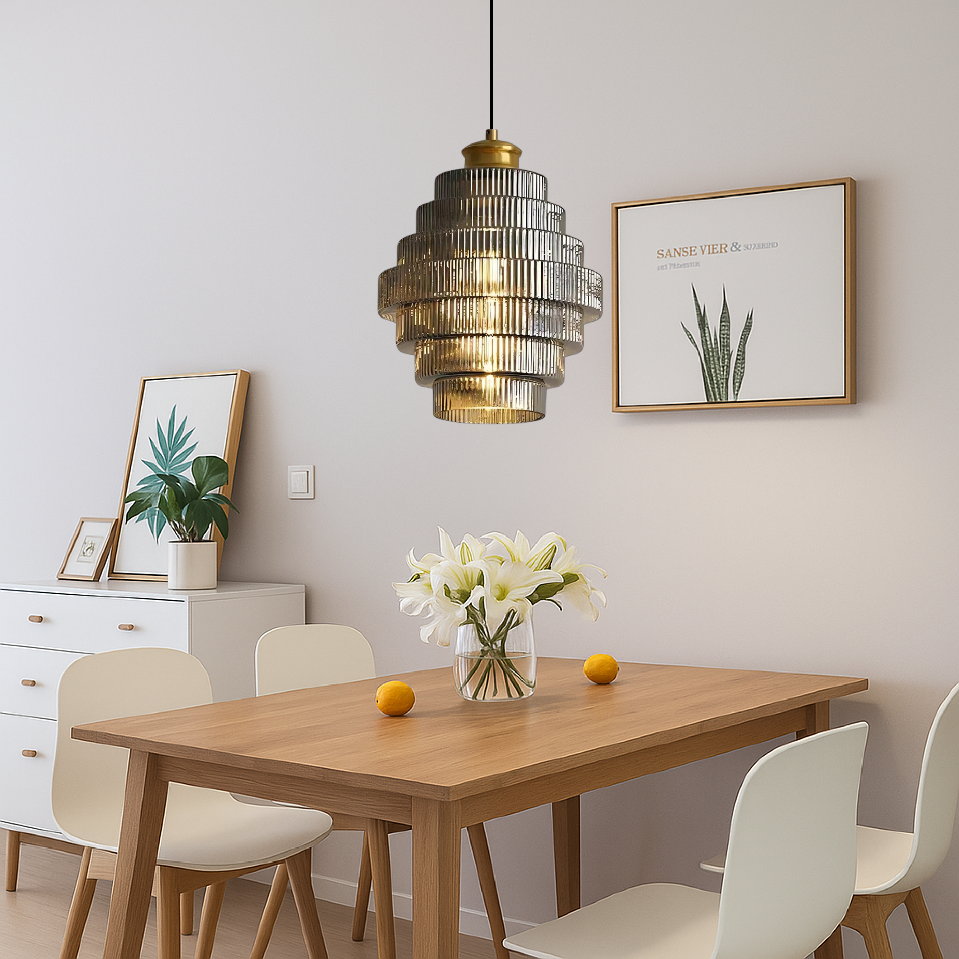 Lampada a Sospensione in Vetro Stratificato Vintage