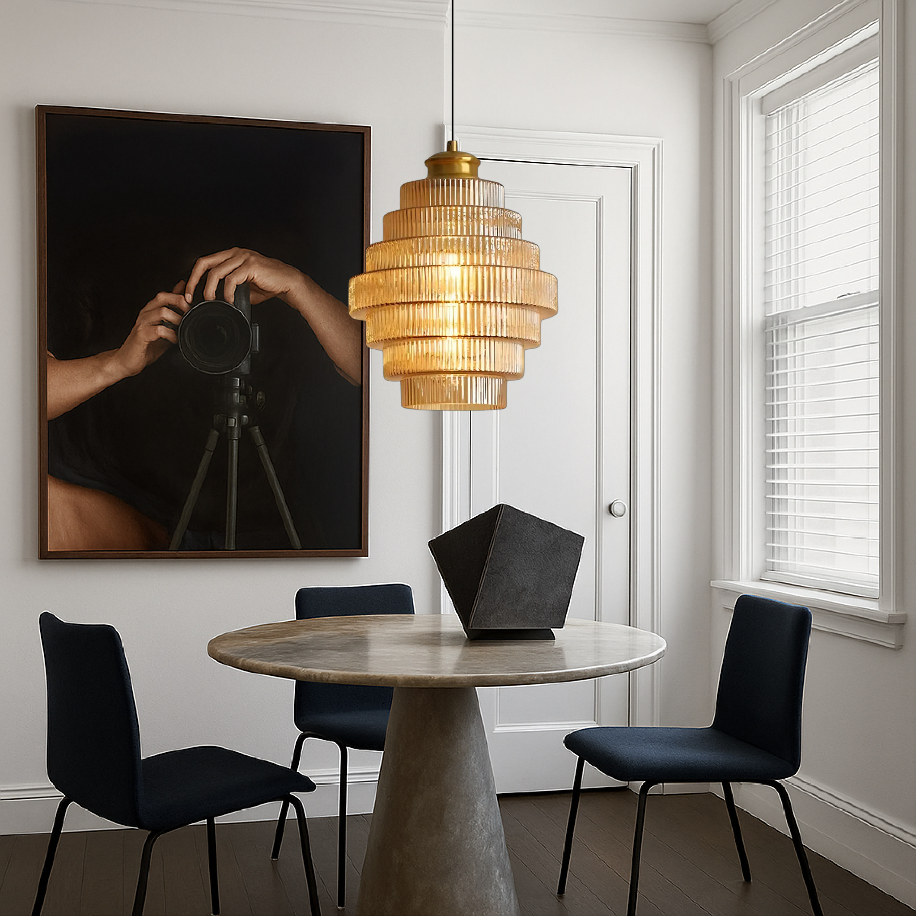 Lampada a Sospensione in Vetro Stratificato Vintage