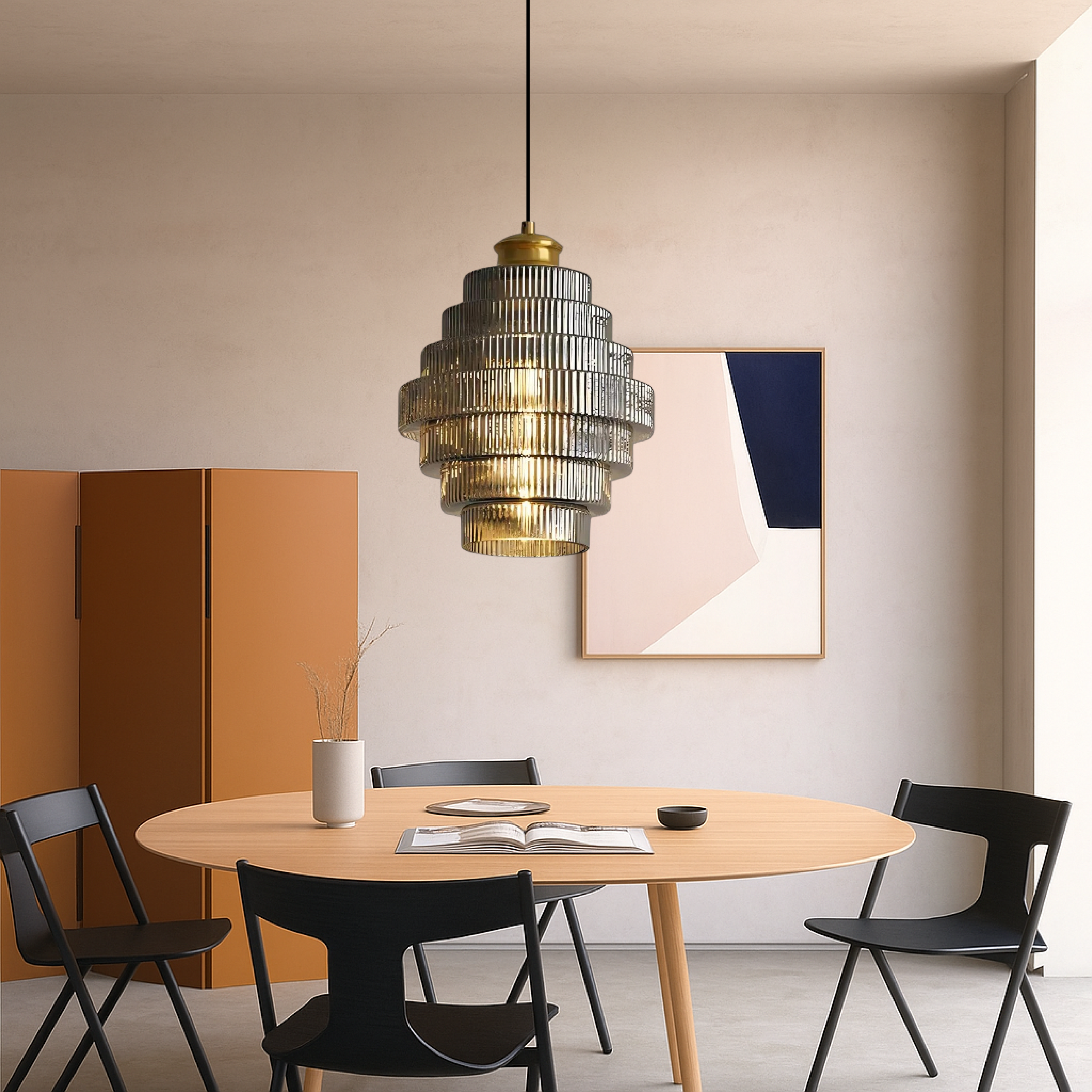 Lampada a Sospensione in Vetro Stratificato Vintage