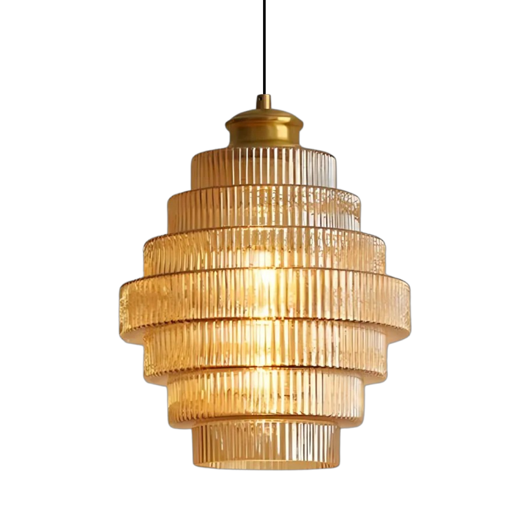 Lampada a Sospensione in Vetro Stratificato Vintage