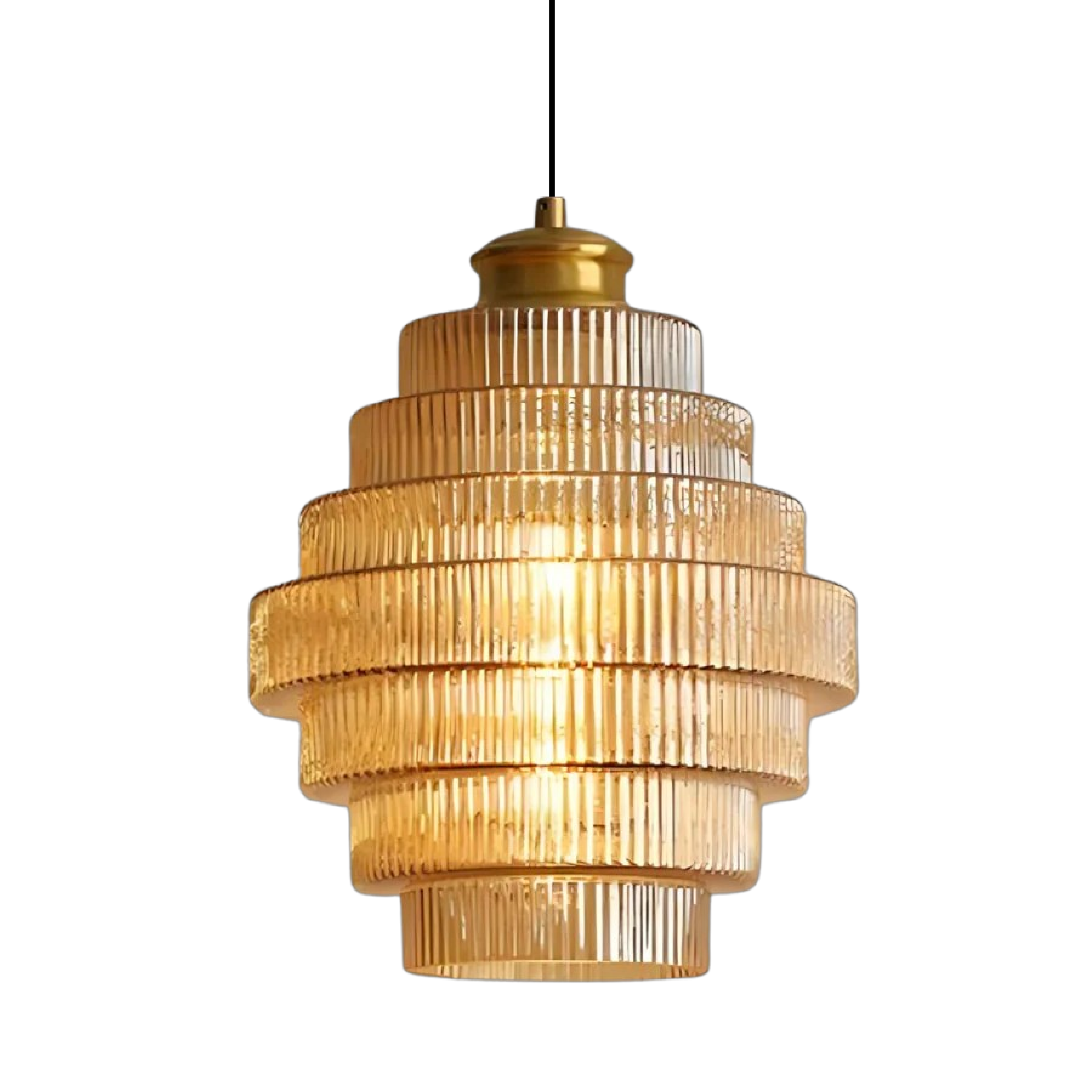 Lampada a Sospensione in Vetro Stratificato Vintage