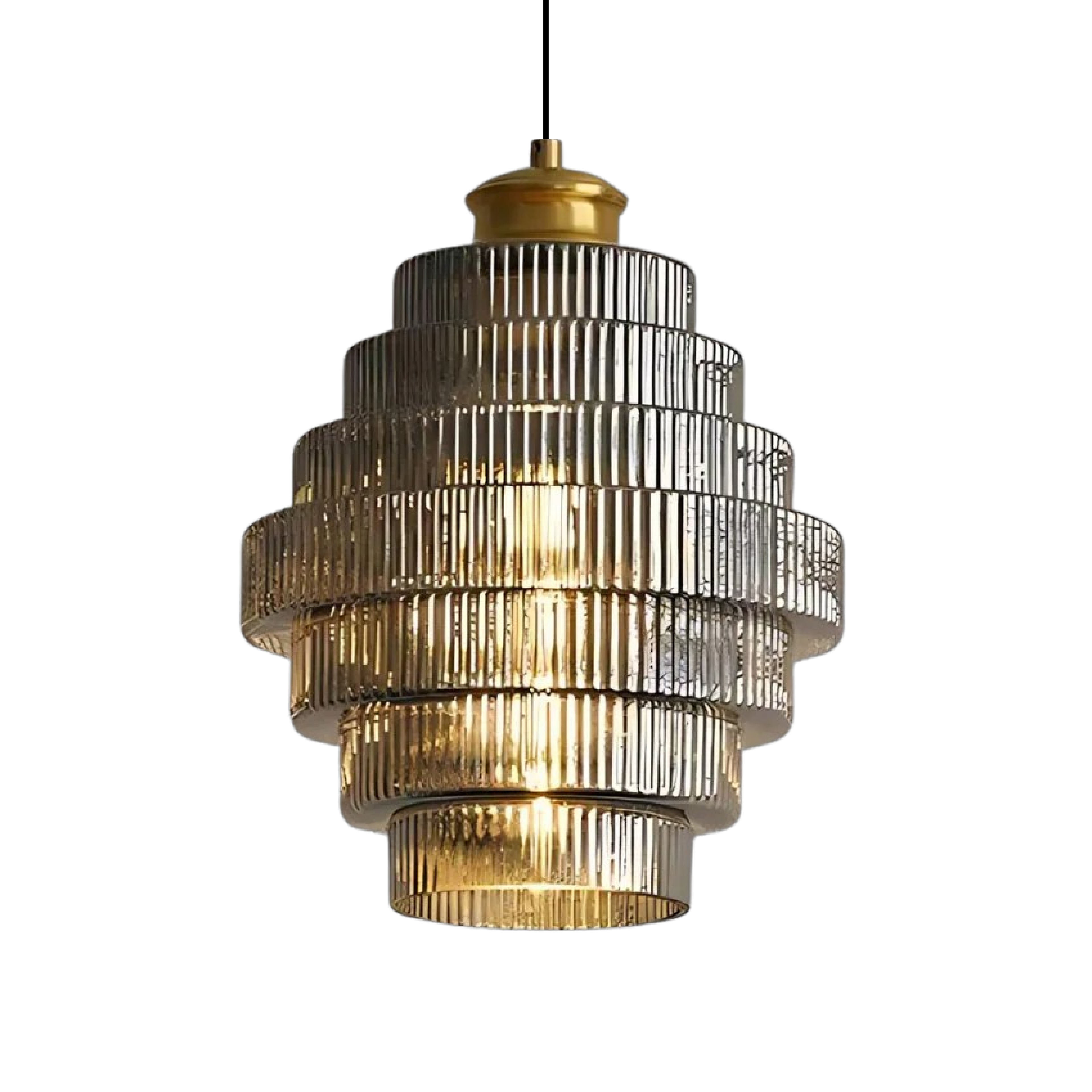 Lampada a Sospensione in Vetro Stratificato Vintage