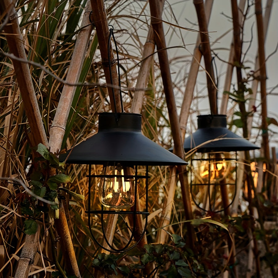 Set di 2 Lanterne Solari Retro – Lampade Vintage per Giardino e Balcone