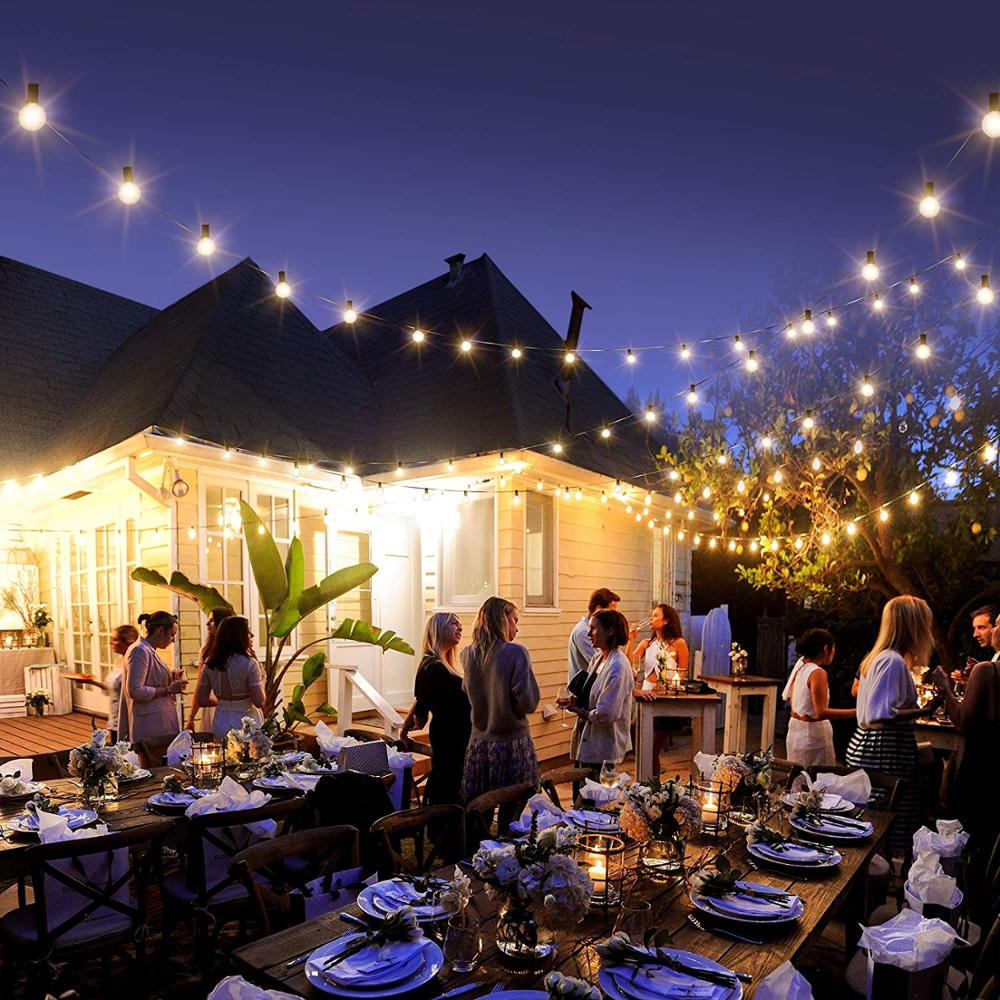 Catena di luci a globi da 25FT con lampadine per interni/esterni impermeabile, luci appese collegate per giardino, veranda, balcone, decorazione per feste