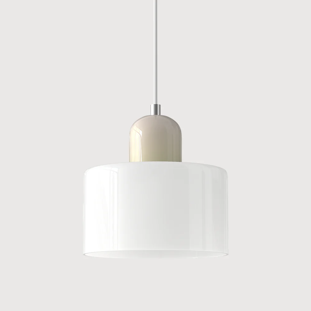 Tusa – Lampada a sospensione retro con cupola di vetro arancione e parte superiore verde