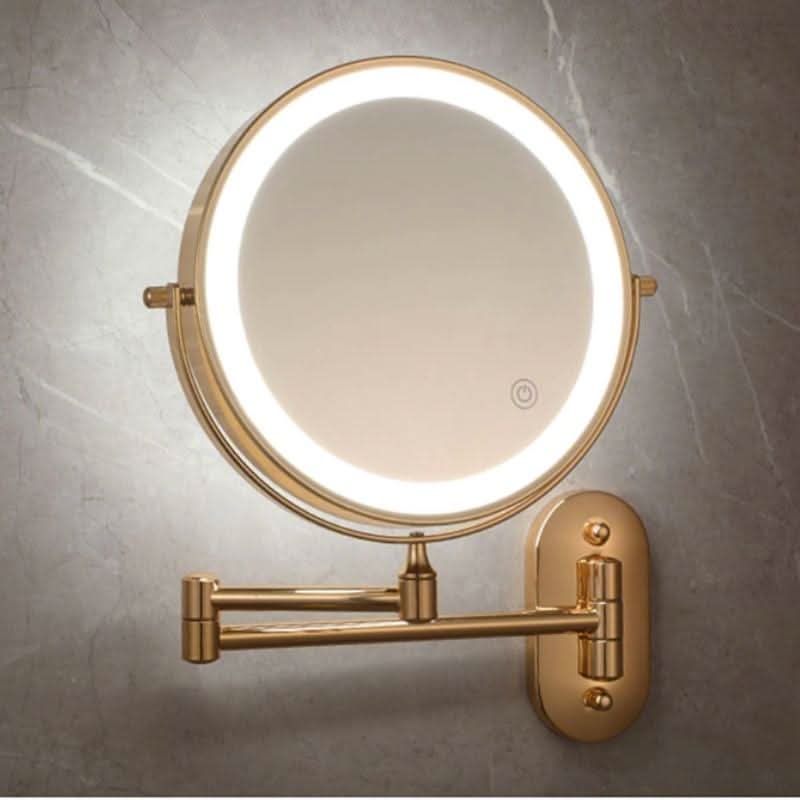 Specchio ingranditore LED ricaricabile dorato per trucco