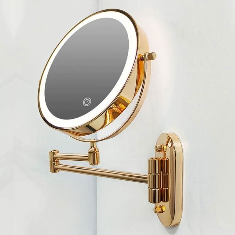 Specchio ingranditore LED ricaricabile dorato per trucco