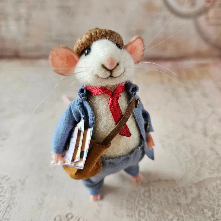 Topo in feltro fatto a mano | Decorazione natalizia & idea regalo | Feltro di lana e tessuto | Sostenibile