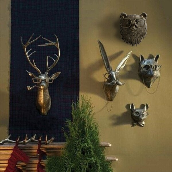 Decorazione murale unica a forma di testa di animale per la casa