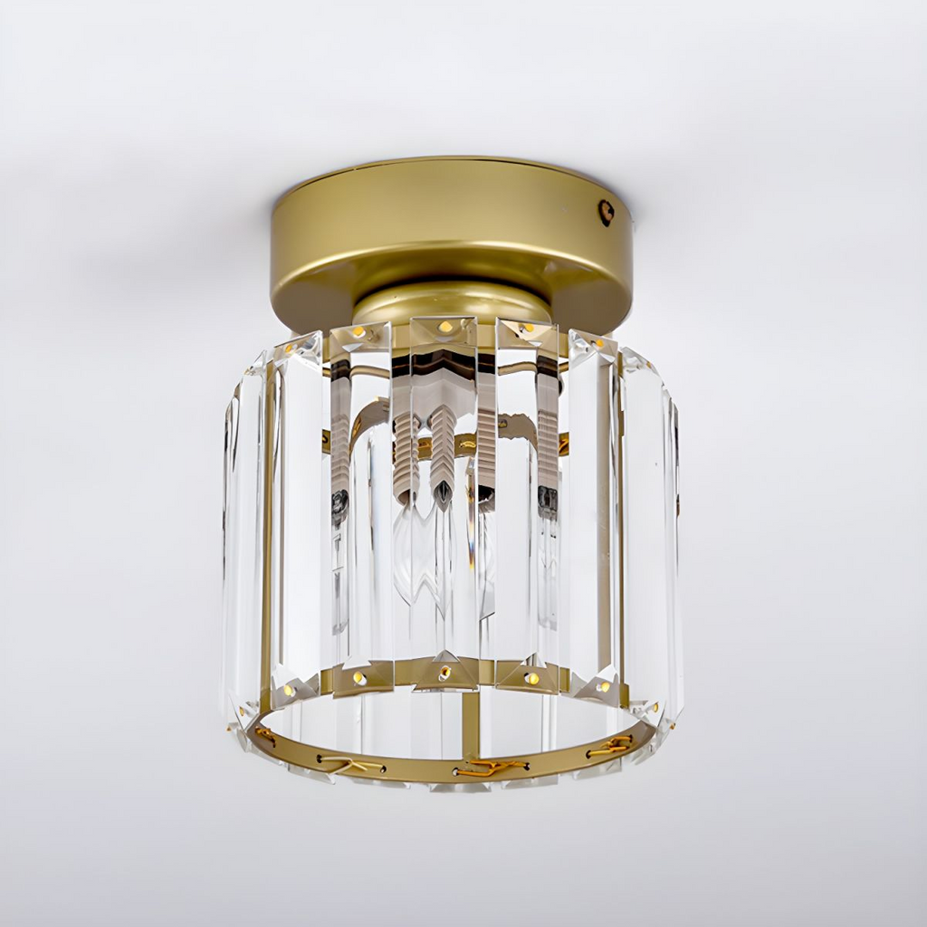 Lampada da soffitto in vetro di cristallo – Supporto in ottone e design compatto