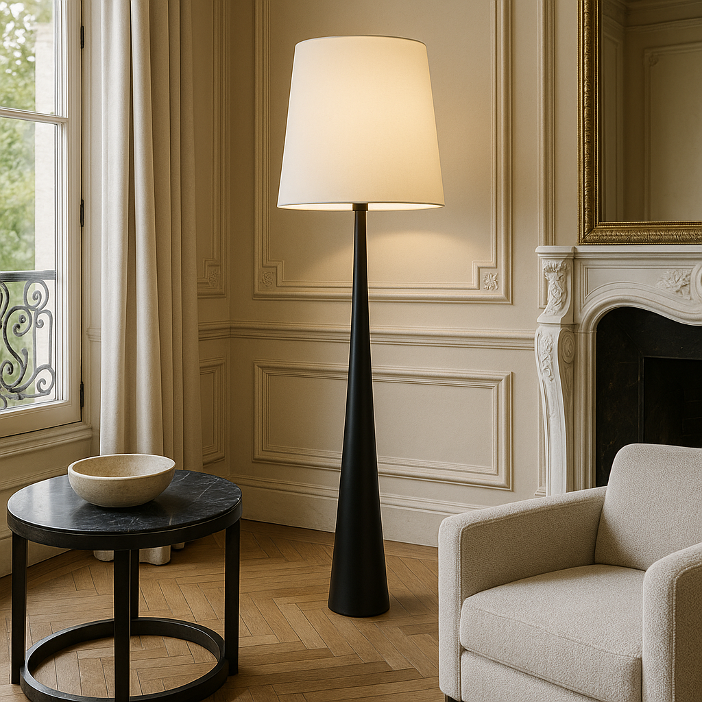 Lysenne – Lampada da Terra Scandinava con Paralume in Tessuto