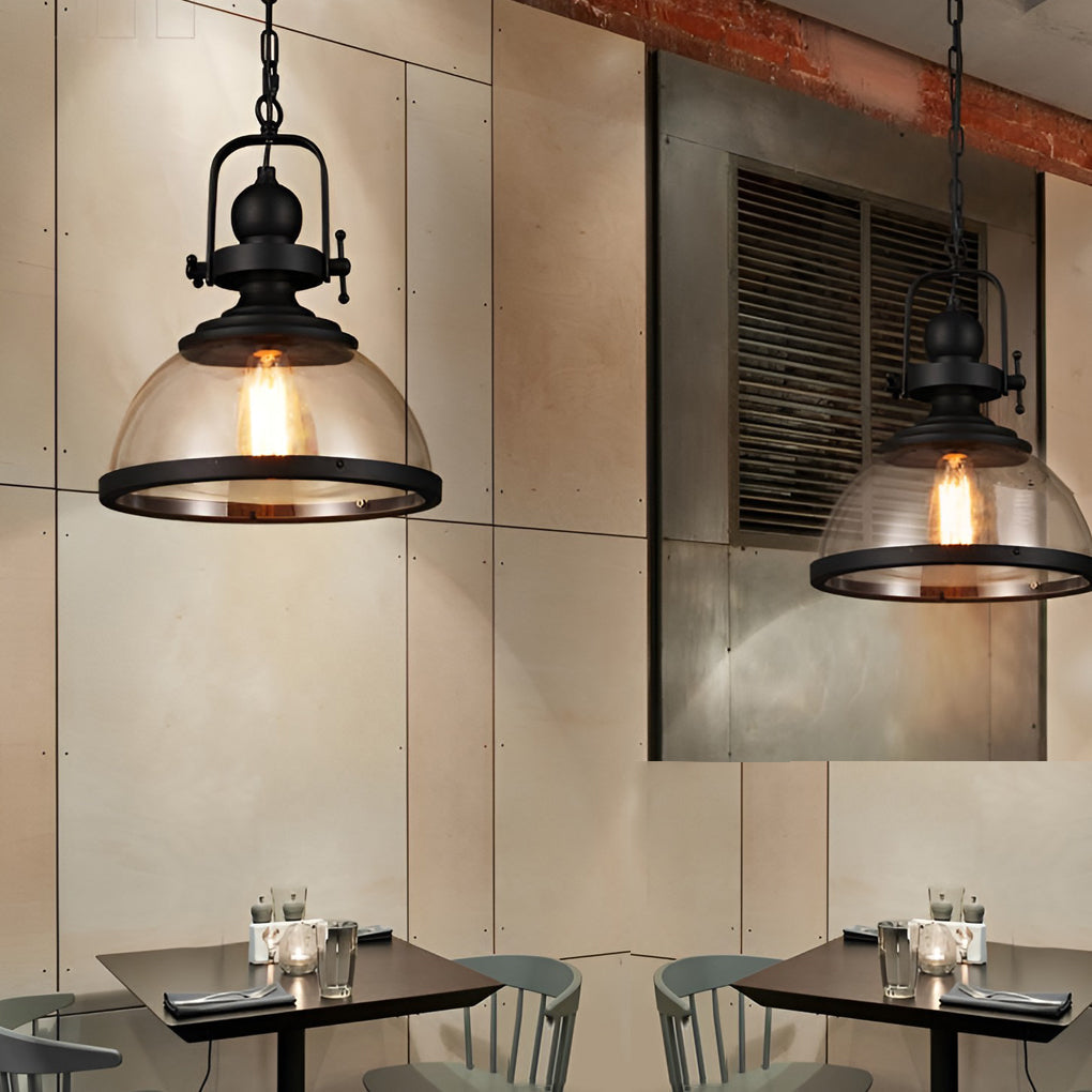 Lampade a Sospensione Retro Industriale in Vetro Antico