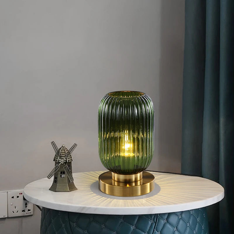 Lampada da Tavolo Scandinava in Vetro Ambra