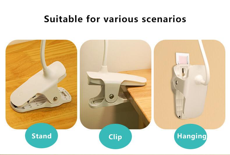 Lampada da scrivania LED clip ricaricabile con protezione per gli occhi Luce notturna