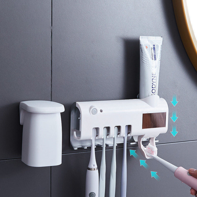 Smart Sterilizzatore UV per Spazzolini da Denti, Distributore di Dentifricio da Parete
