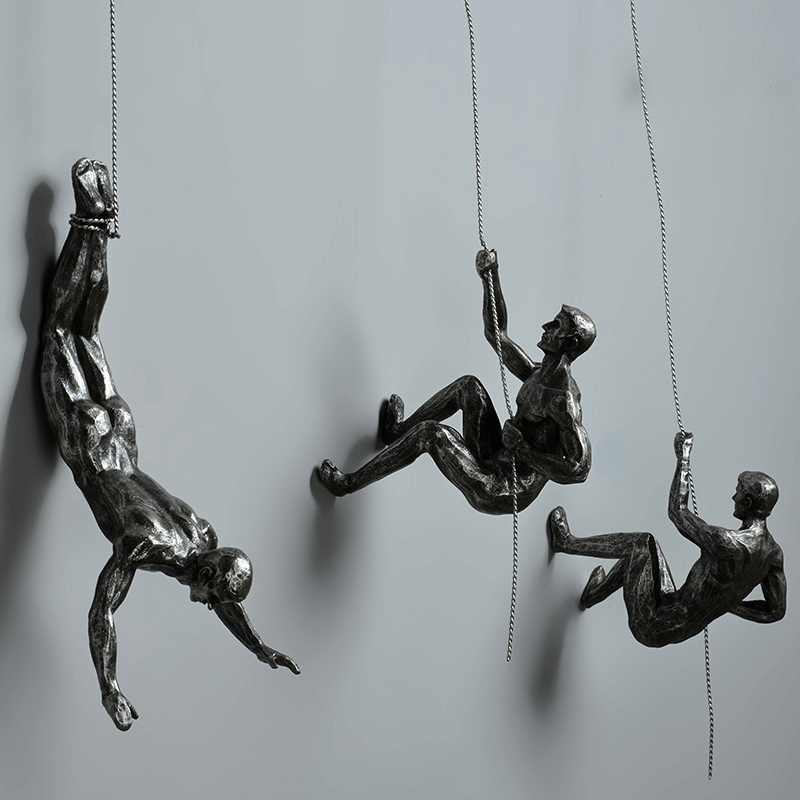 Set di 3 opere d'arte da parete con uomo in arrampicata