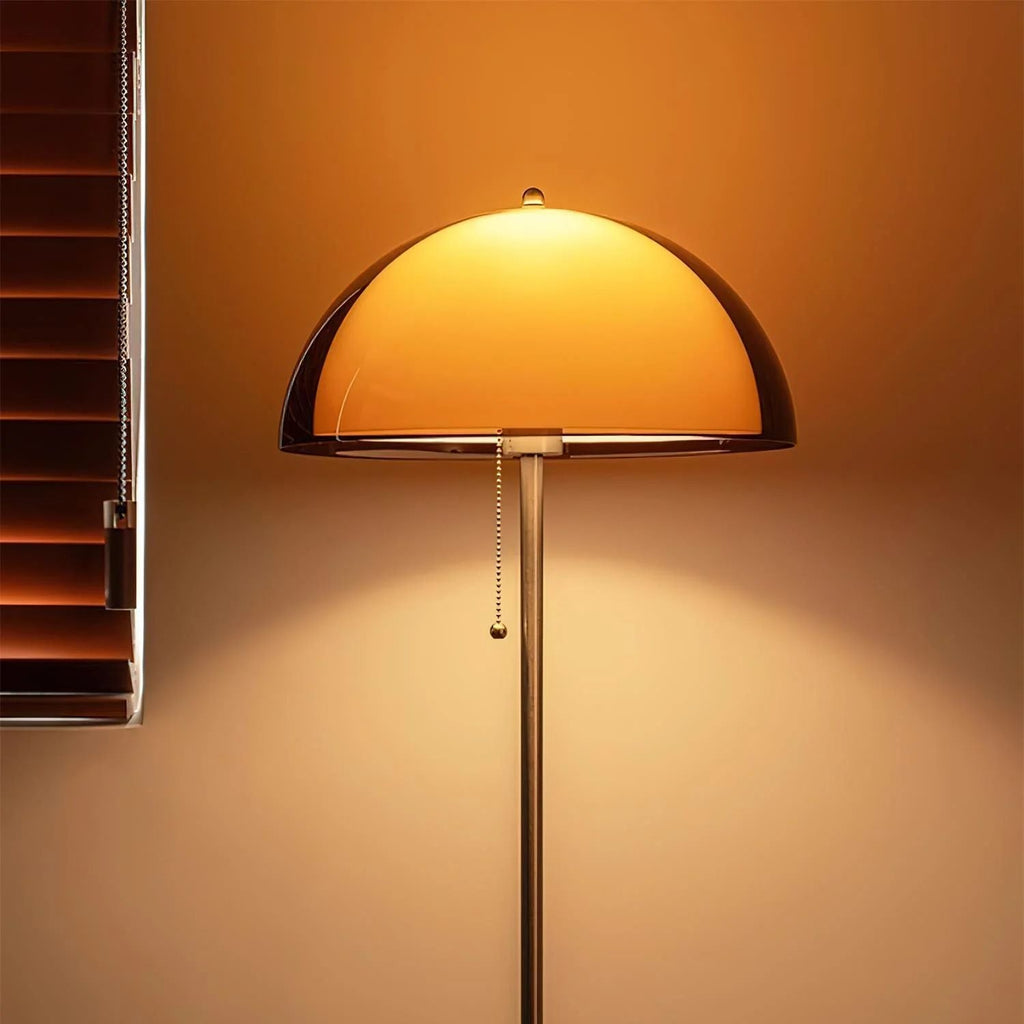 Evelisse | Lampada da Terra Ispirata al Retro con Cupola Ambra e Luce Calda