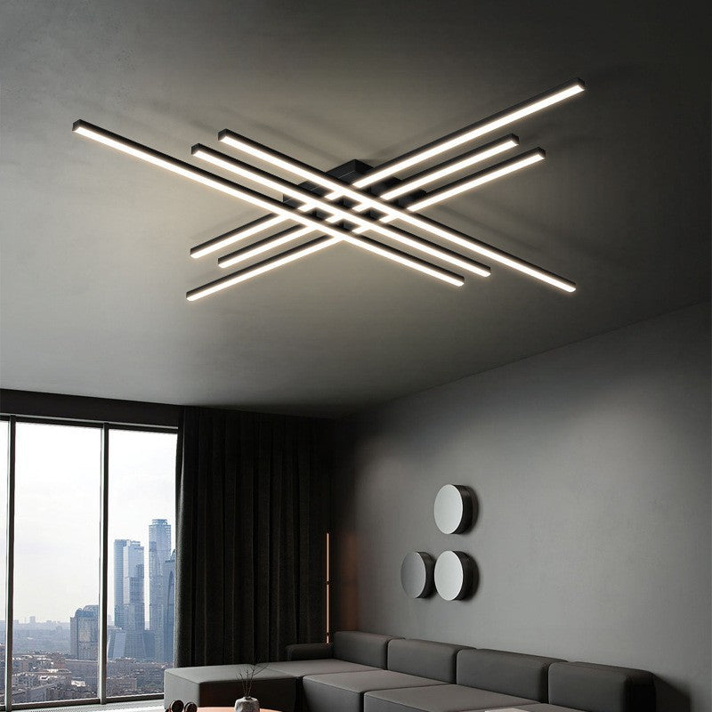 Moderna Lampada da Soffitto LED Lineare a 4 Teste (Dimmerabile, Bianca o Nera)