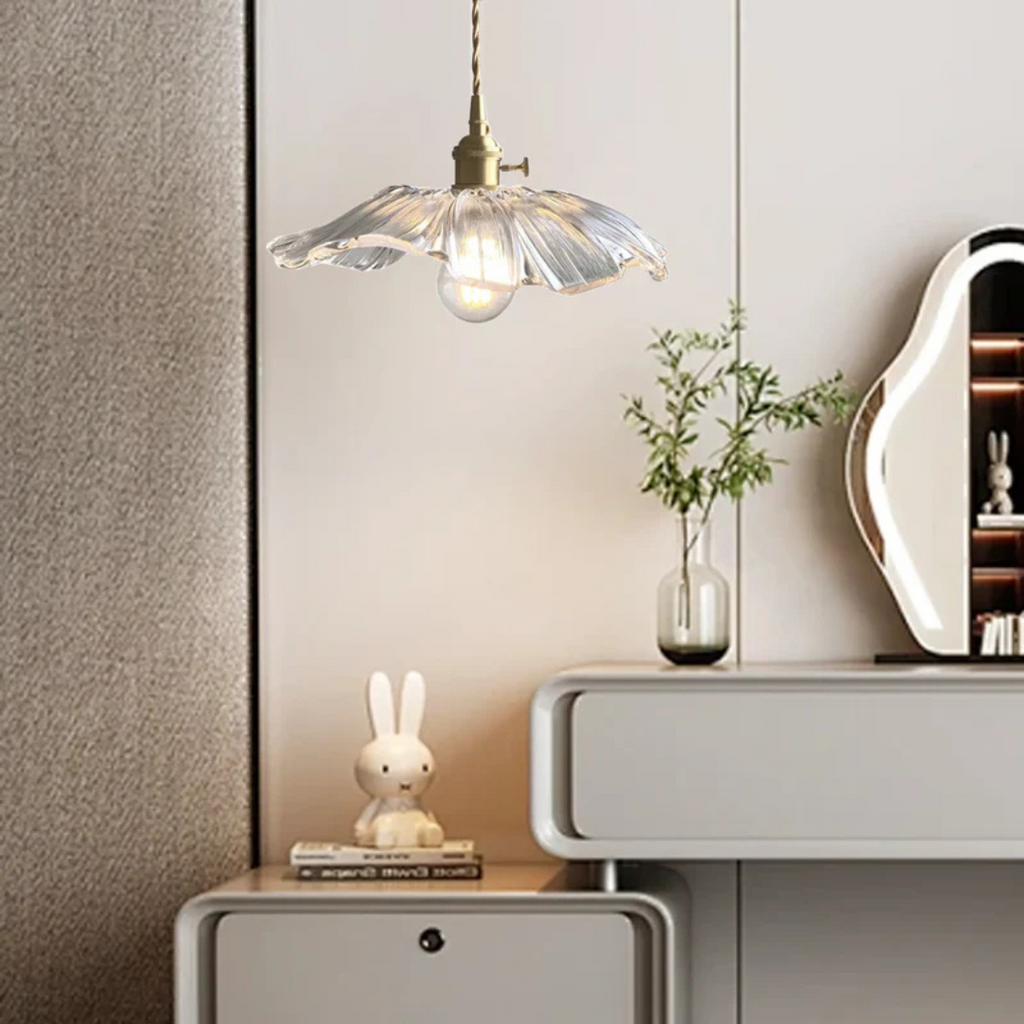 Myloq - Lampada a sospensione in vetro Retro Lotus